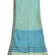 Sanskriti Vintage Long Dupatta Stole Pure Woolen Blue Shawl Printed Wrap Scarves