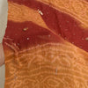 Sanskriti Vintage Long Dupatta Stole Pure Silk Saffron Hand Beaded Bandhani Veil
