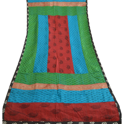 Sanskriti Vintage Long Dupatta Stole Pure Silk Hand-Block Printed Woven Scarves