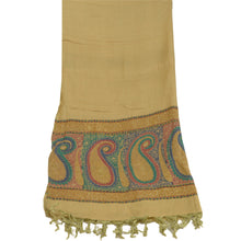 Load image into Gallery viewer, Sanskriti Vintage Long Dupatta Stole Pure Woolen Beige Printed Floral Scarves
