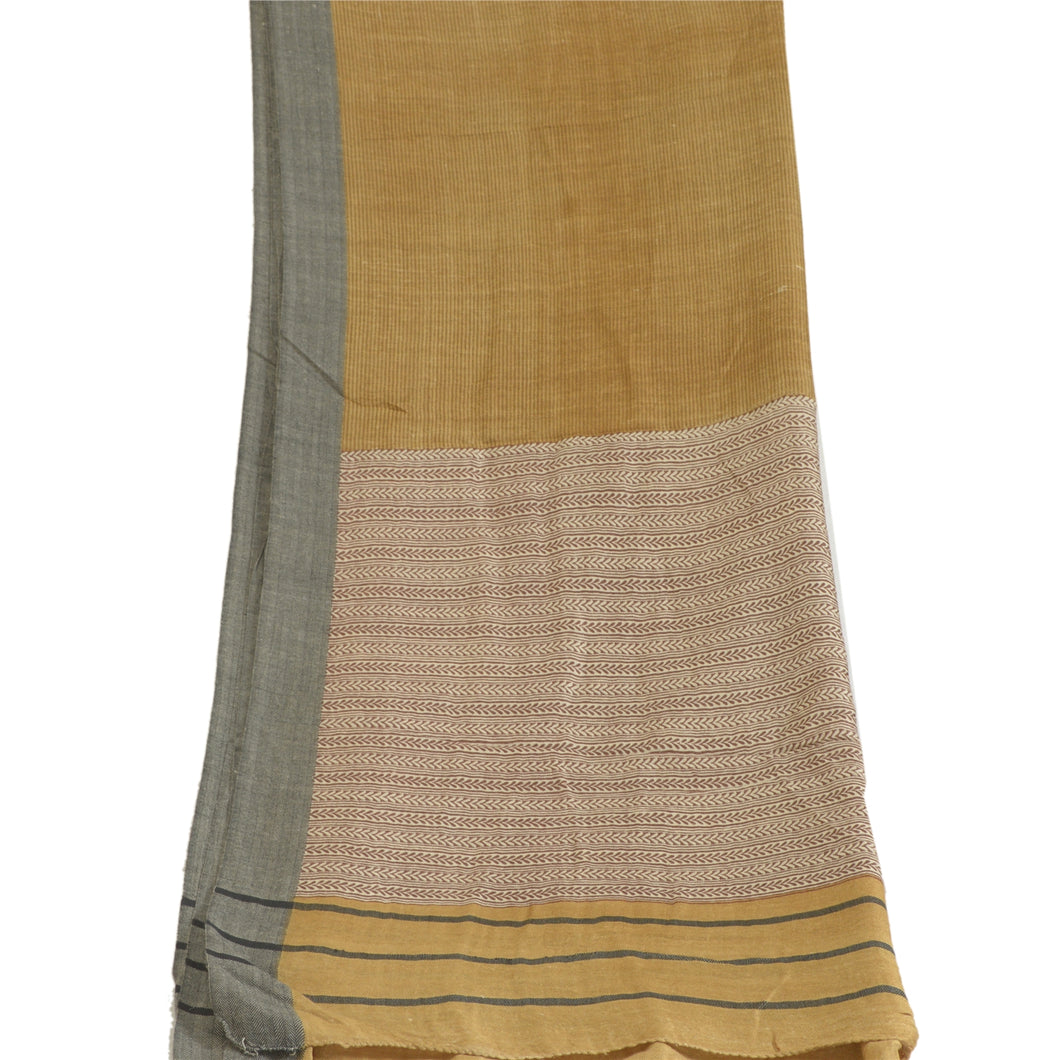 Sanskriti Vintage Khaki Long Dupatta Stole 100% Pure Woolen Hijab Printed Veil