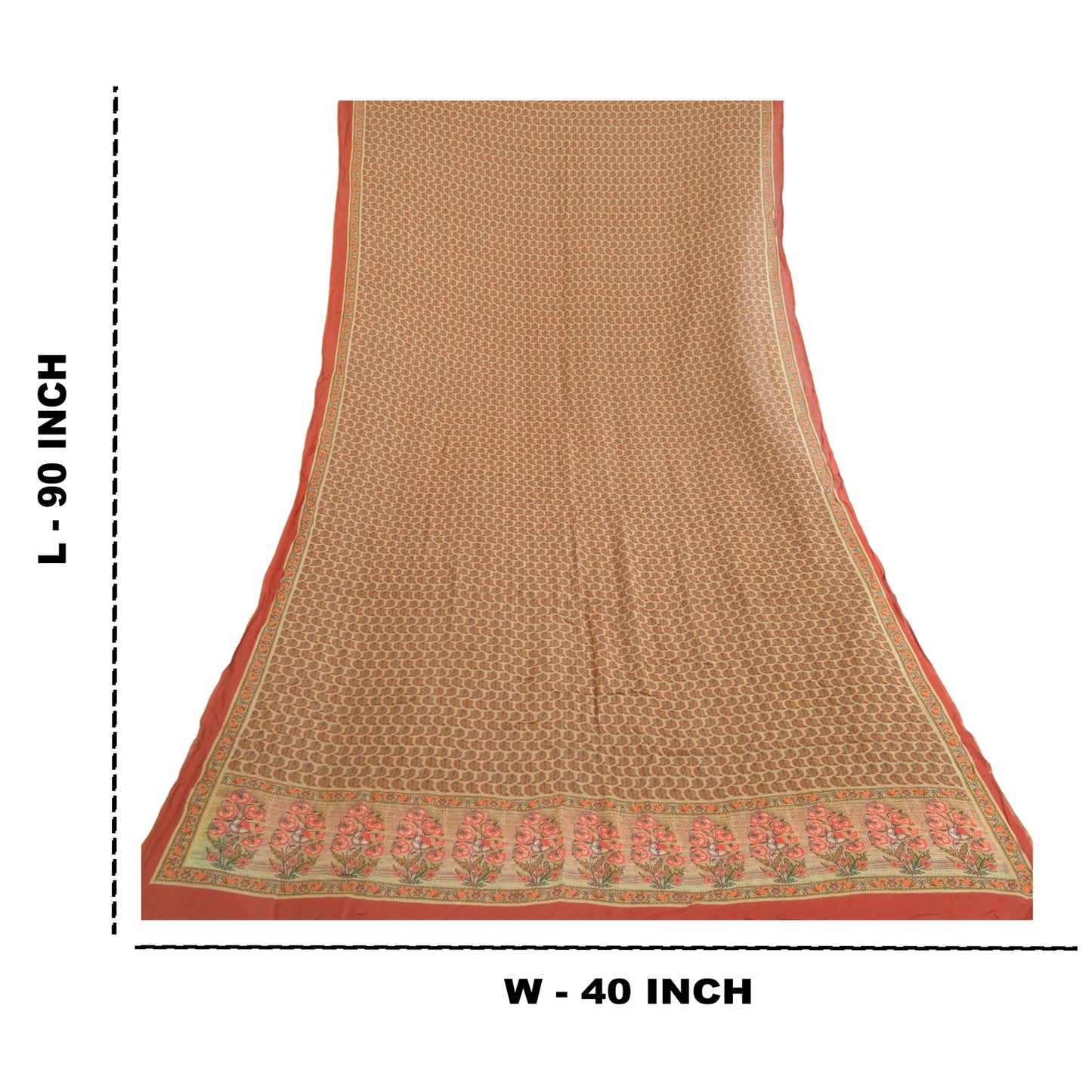 Sanskriti Vintage Cream Long Dupatta Stole Cotton Silk Digital Printed Scarves
