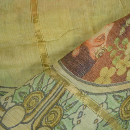 Sanskriti Vintage Long Dupatta Stole Cotton Silk Green Digital Printed Scarves