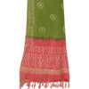 Sanskriti Vintage Long Dupatta Stole Pure Silk Pink/Green Batik Work Hijab
