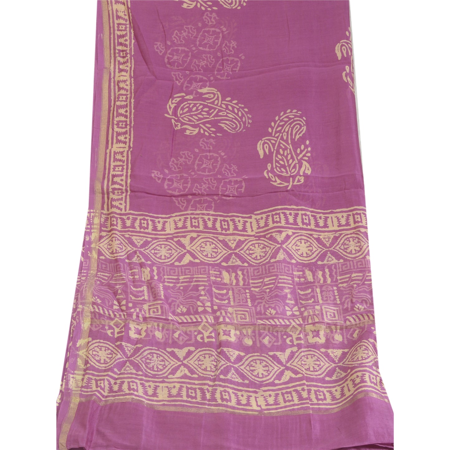 Длинные шарфы Sanskriti Vintage Purple Dupatta/Stole из хлопка и шелка с принтом