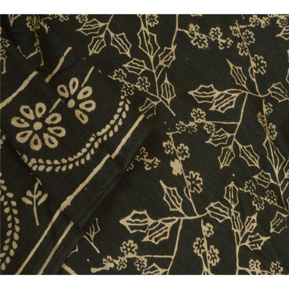 Sanskriti Vintage Black Long Dupatta Stole 100% Pure Cotton Hand Beaded Scarves