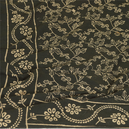 Sanskriti Vintage Black Long Dupatta Stole 100% Pure Cotton Hand Beaded Scarves