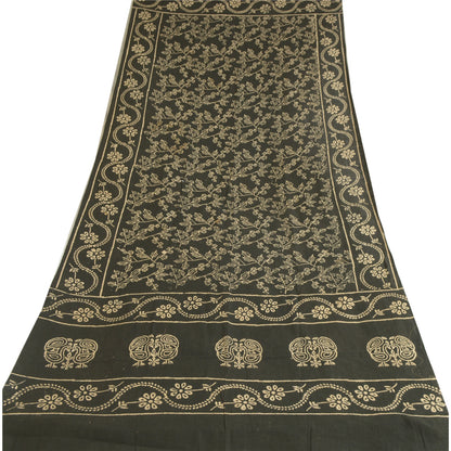 Sanskriti Vintage Black Long Dupatta Stole 100% Pure Cotton Hand Beaded Scarves