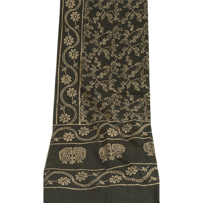 Sanskriti Vintage Black Long Dupatta Stole 100% Pure Cotton Hand Beaded Scarves