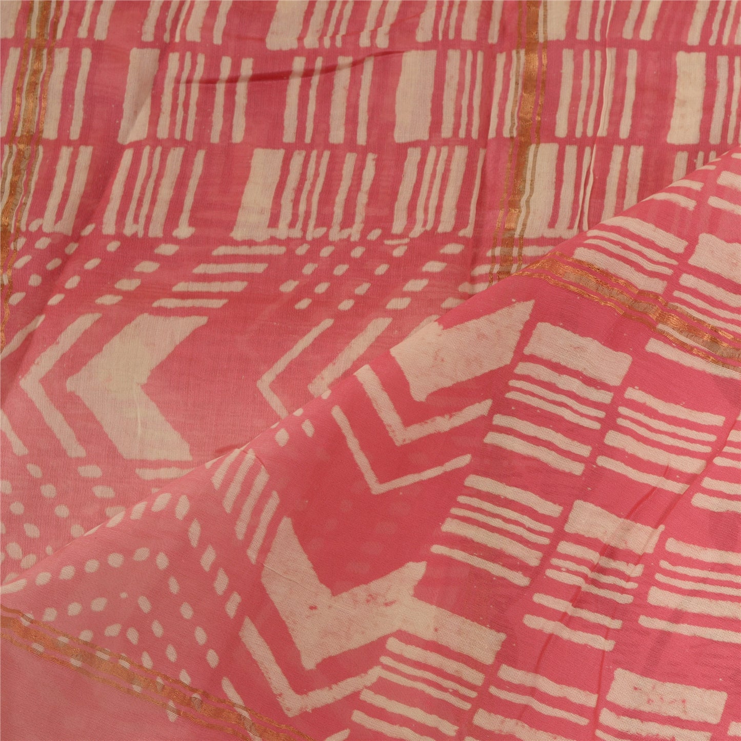 Sanskriti Vintage Pink Lange Dupatta Stola Bomuld Silke Bloktrykte Wrap Halstørklæder