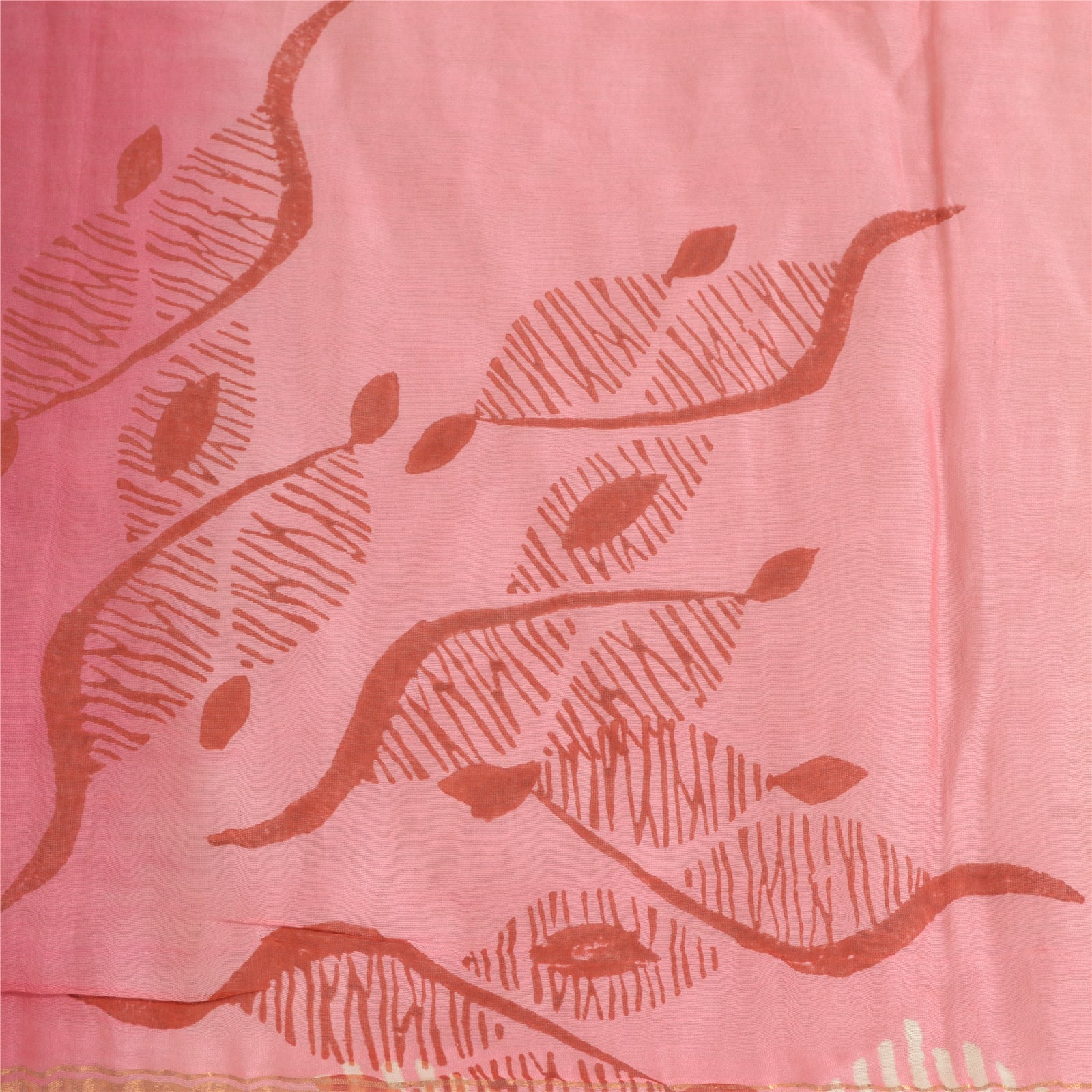 Sanskriti Vintage Pink Dupatta Stole Pure Cotton Hand Block Printed Floral Veil