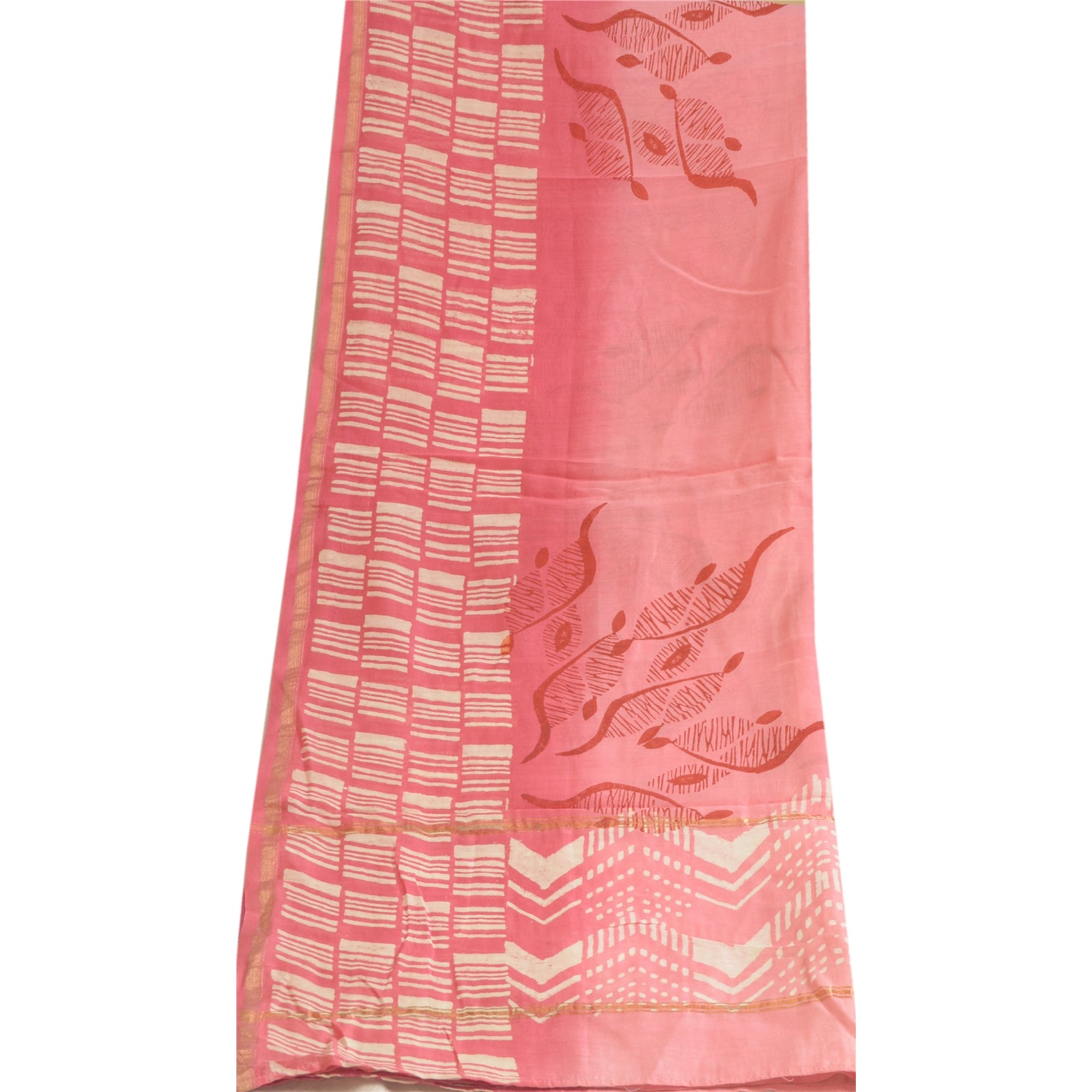 Sanskriti Vintage Pink Dupatta Stole Pure Cotton Hand Block Printed Floral Veil
