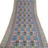 Sanskriti Vintage Long Dupatta Stole Cotton Silk Blue Hijab Printed Wrap Scarves