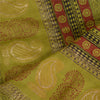Sanskriti Vintage Dupatta Green Long Stole Cotton Silk Hand-Block Printed Veil
