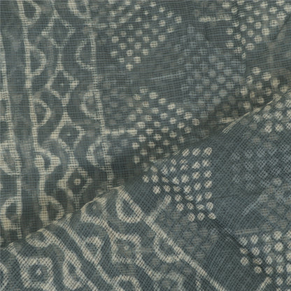 Sanskriti Vintage Dupatta Lang Stole Ren Bomuld Grå Bloktryk &amp; Kota Doria