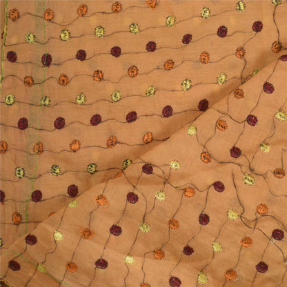Sanskriti Vintage Dupatta Green/brown Long Stole Pure Cotton Embroidered Hijab