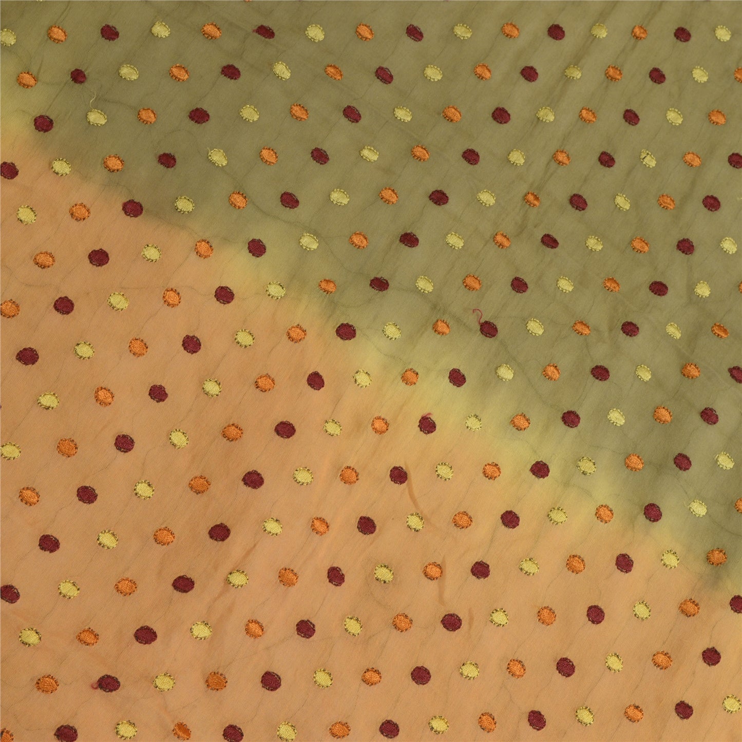 Sanskriti Vintage Dupatta Green/brown Long Stole Pure Cotton Embroidered Hijab