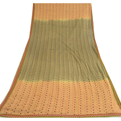 Sanskriti Vintage Dupatta Green/brown Long Stole Pure Cotton Embroidered Hijab