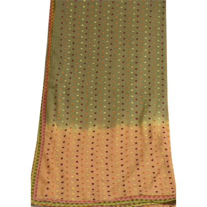 Sanskriti Vintage Dupatta Green/brown Long Stole Pure Cotton Embroidered Hijab