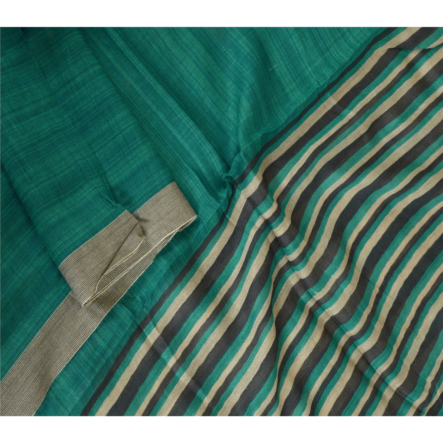 Sanskriti Vintage Dupatta Long Stole 100% Pure Cotton Green Hijab Woven Scarves