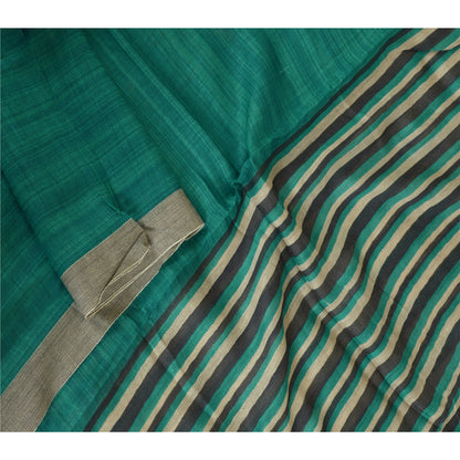 Sanskriti Vintage Dupatta Long Stole 100% Pure Cotton Green Hijab Woven Scarves