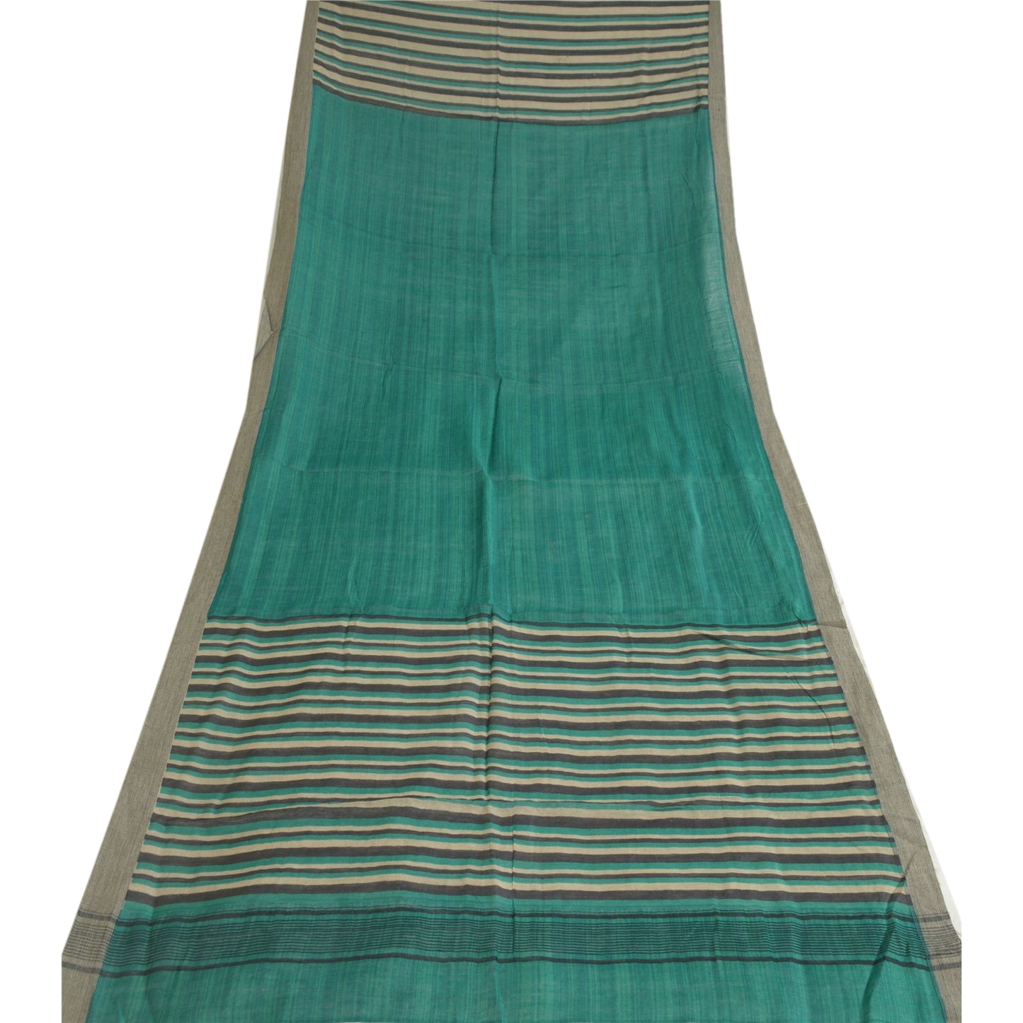 Sanskriti Vintage Dupatta Long Stole 100% Pure Cotton Green Hijab Woven Scarves