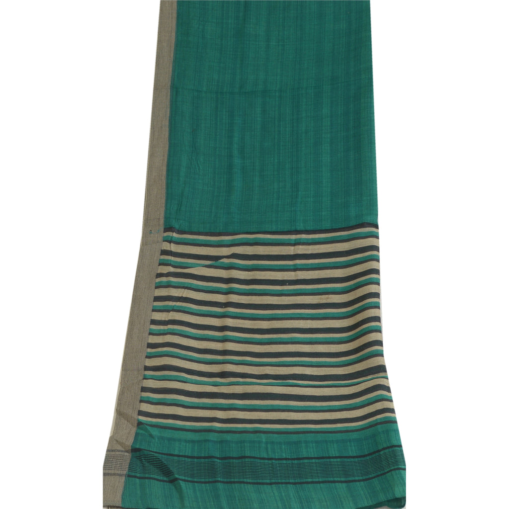 Sanskriti Vintage Dupatta Long Stole 100% Pure Cotton Green Hijab Woven Scarves