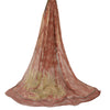 Sanskriti Vintage Long Brown Dupatta/Stole Pure Georgette Silk Hand Beaded Veil