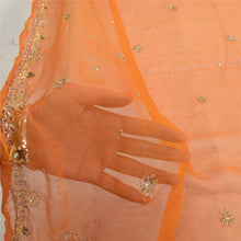 Load image into Gallery viewer, Sanskriti Vintage Dupatta Orange Long Stole Pure Chiffon Silk Hand Beaded Veil
