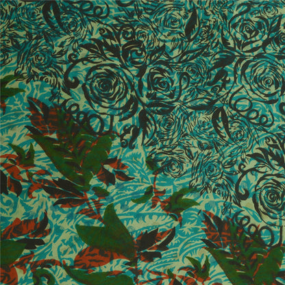 Sanskriti Vintage Lang Grøn Dupatta/Stola Ren Crepe Silke Trykt Wrap Hijab