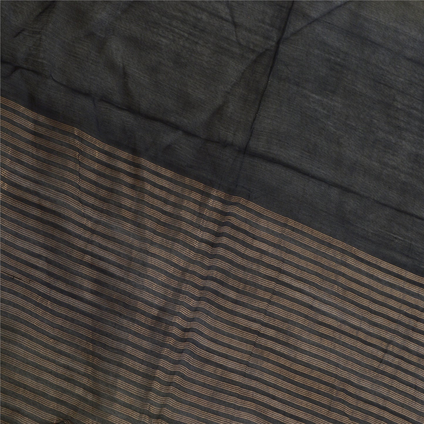 Sanskriti Vintage Long Dupatta Stole Cotton Silk Black Veil Woven Zari Scarves