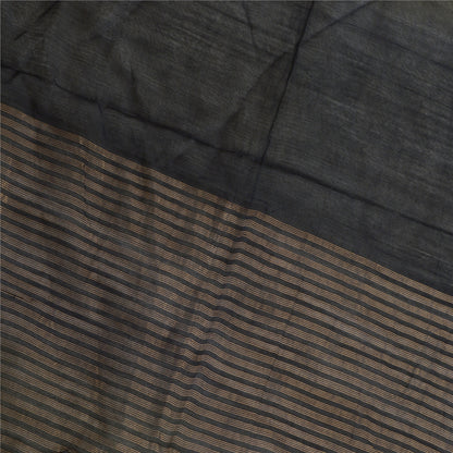 Sanskriti Vintage Long Dupatta Stole Cotton Silk Black Veil Woven Zari Scarves