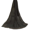 Sanskriti Vintage Long Black Dupatta/Stole Pure Crepe Silk Hand Beaded Scarves
