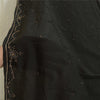 Sanskriti Vintage Long Black Dupatta/Stole Pure Crepe Silk Hand Beaded Scarves
