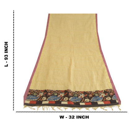 Sanskriti Vintage Dupatta Long Stole Pure Cotton Golden Woven Kota Doria Scarves