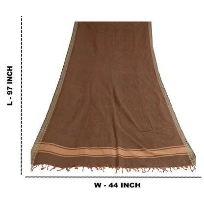 Санскрити Винтаж Длинный Дупатта Палантин Чистый Хлопок Коричневый Хиджаб Тканые Шарфы