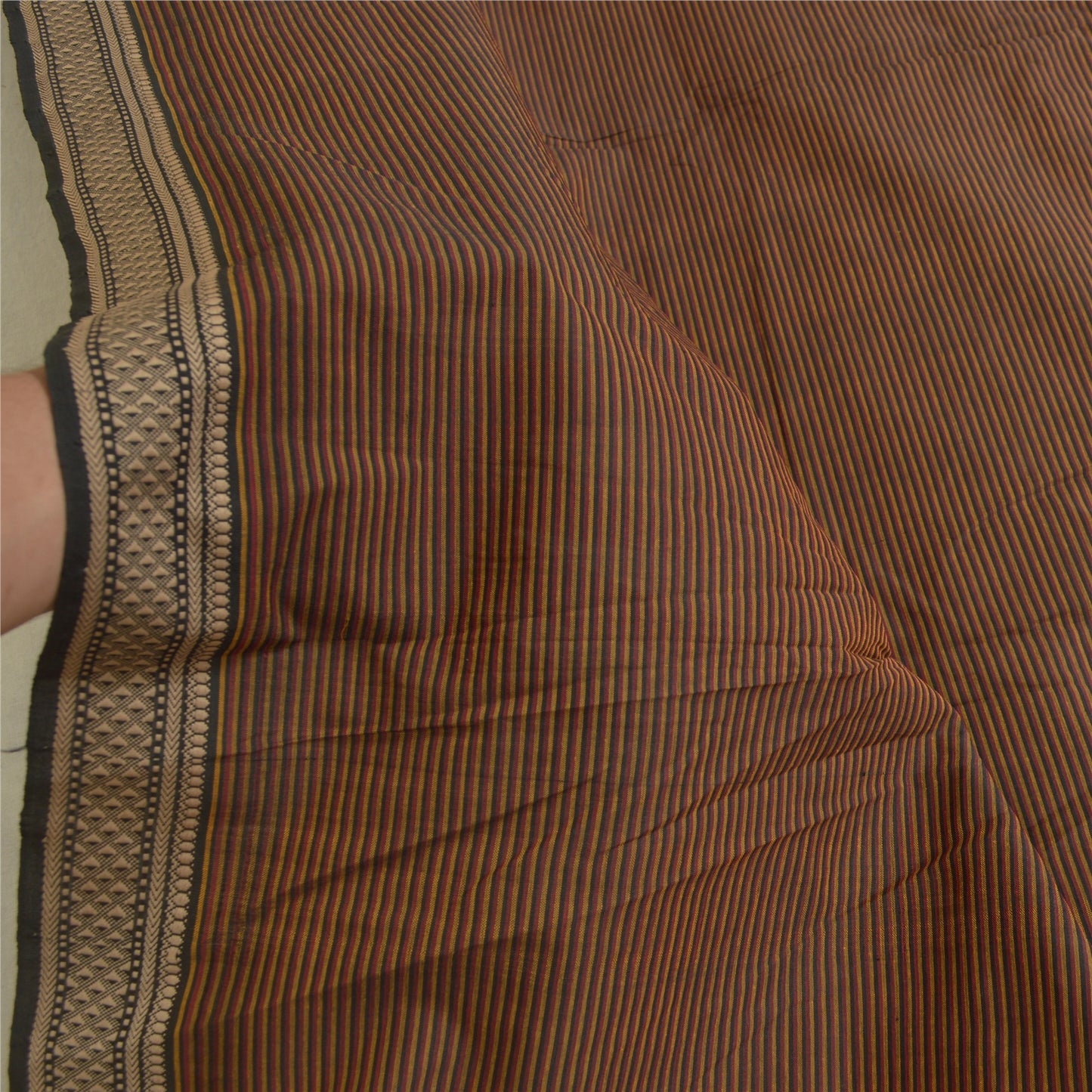 Санскрити Винтаж Длинный Дупатта Палантин Чистый Хлопок Коричневый Хиджаб Тканые Шарфы