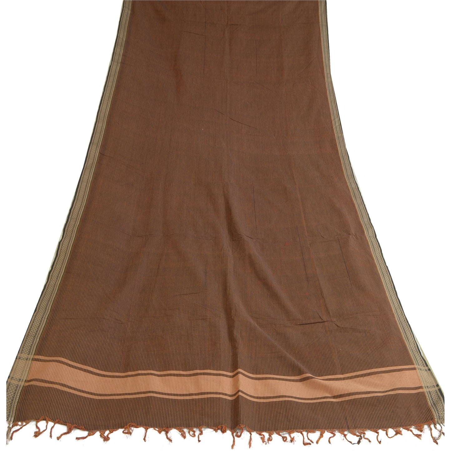 Санскрити Винтаж Длинный Дупатта Палантин Чистый Хлопок Коричневый Хиджаб Тканые Шарфы