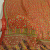Sanskriti Vintage Long Red Dupatta/Stole Pure Chinon Silk Printed Woven Veil