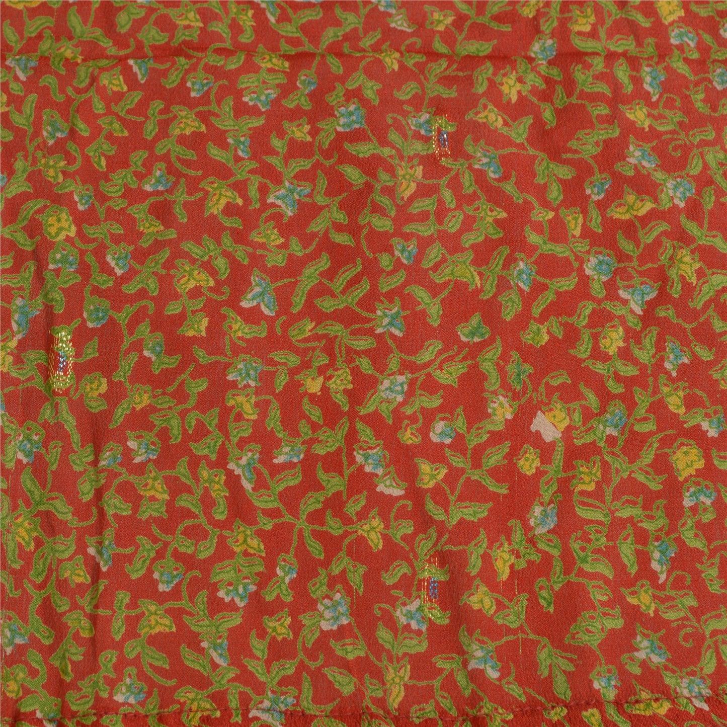 Sanskriti Vintage Long Red Dupatta/Stole Pure Chinon Silk Printed Woven Veil