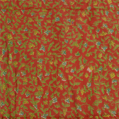 Sanskriti Vintage Long Red Dupatta/Stole Pure Chinon Silk Printed Woven Veil