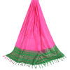 Sanskriti Vintage Long Dupatta Stole Pure Silk Hot Pink/Green Woven Brocade Veil