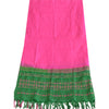 Sanskriti Vintage Long Dupatta Stole Pure Silk Hot Pink/Green Woven Brocade Veil