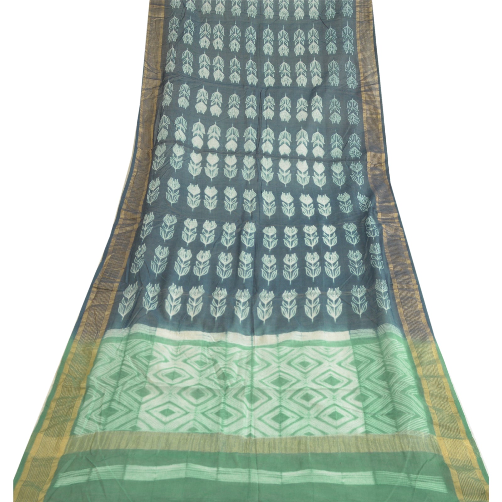Sanskriti Vintage Blue Dupatta/Stole Pure Cotton Bagru Hand Block Printed Veil