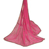 Sanskriti Vintage Long Pink Dupatta/Stole Pure Georgette Silk Hand Beaded Veil