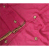 Sanskriti Vintage Long Pink Dupatta/Stole Pure Georgette Silk Hand Beaded Veil