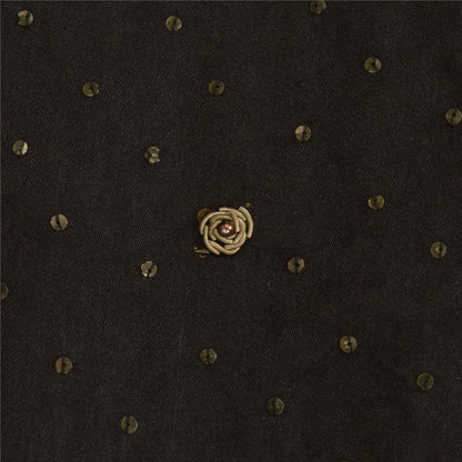 Sanskriti Vintage Long Dupatta Stole Pure Silk Black Hand Beaded Woven Brocade