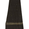 Sanskriti Vintage Long Dupatta Stole Pure Silk Black Hand Beaded Woven Brocade