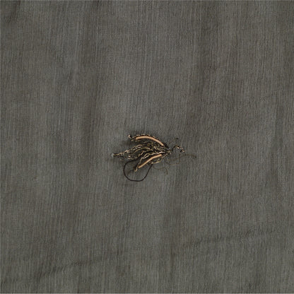 Sanskriti Vintage Long Black Dupatta/Stole Pure Chiffon Silk Hand Beaded Scarves