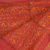 Sanskriti Vintage Lang Dupatta Stola Bomuld Silke Orange/Rød Trykt Vævet Slør